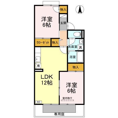 セントラルヴィレッジ(3LDK/1階)の間取り写真