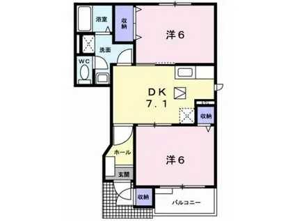 ソレアード(2DK/1階)の間取り写真