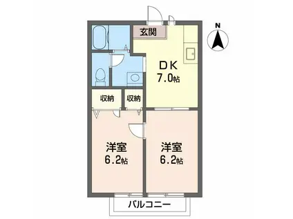 セフィラ北斎院A棟(2DK/1階)の間取り写真