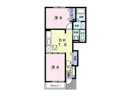 ロックガーデンA(2DK/1階)の間取り写真