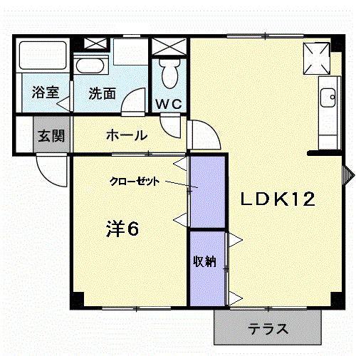 メゾン光峰A棟(1LDK/1階)の間取り写真