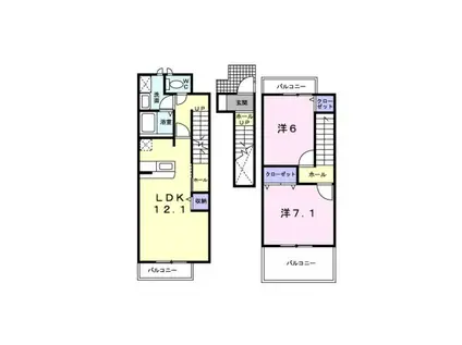 エレガンツァ・プリムラⅡ(2LDK/2階)の間取り写真