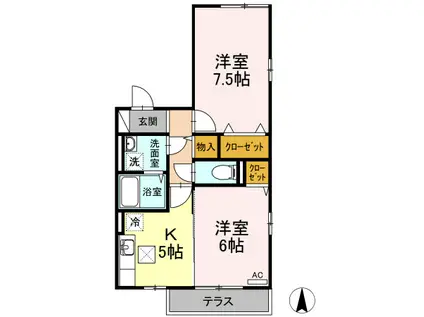 パルコートIKE(2DK/1階)の間取り写真