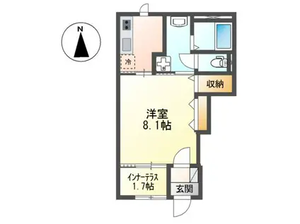 シャイン・ウエスト(1K/1階)の間取り写真