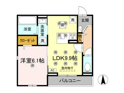 グレイス北持田(1LDK/1階)の間取り写真