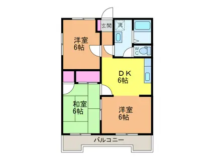 コーポ王赤(3DK/3階)の間取り写真