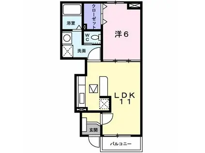 ウインド・ヒルⅡ(1LDK/1階)の間取り写真