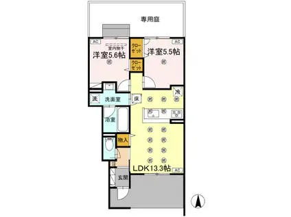 アヴェンセ C棟(2LDK/2階)の間取り写真