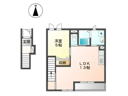 ヴィラ田中 C棟(1LDK/2階)の間取り写真