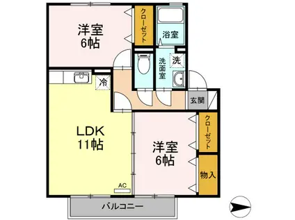 プランドールY(2LDK/2階)の間取り写真