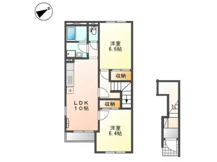 スカイコーポ垣生(2LDK/2階)の間取り写真