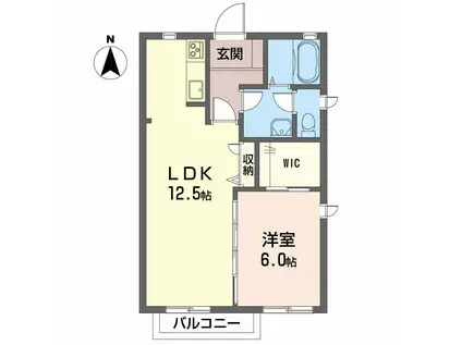 レガロ・K A・B棟(1LDK/2階)の間取り写真