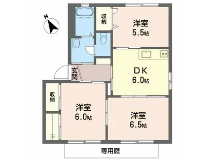 バリュージュ新居A棟(2LDK/1階)の間取り写真