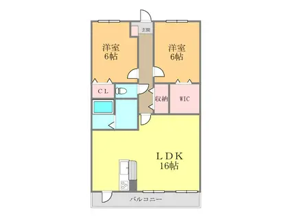 フォブール竹原(2LDK/4階)の間取り写真