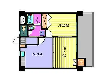サザンコートⅥ(2DK/6階)の間取り写真