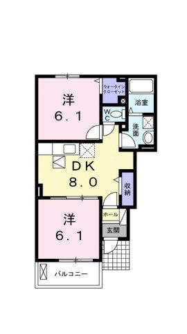 伊予鉄道横河原線 いよ立花駅 バス乗車時間：17分 麻生バス停で下車 徒歩1分 2階建 築9年(2DK/1階)の間取り写真