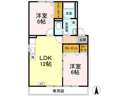 セントラルハイツ今村(2LDK/1階)の間取り写真