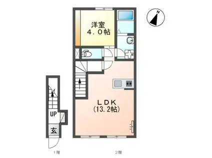 グランツ(1LDK/2階)の間取り写真