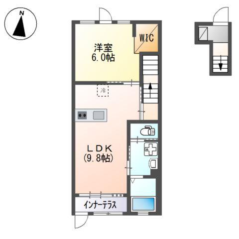 GRANDLUANA(1LDK/2階)の間取り写真