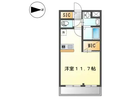 エミネンス・フルール(ワンルーム/1階)の間取り写真