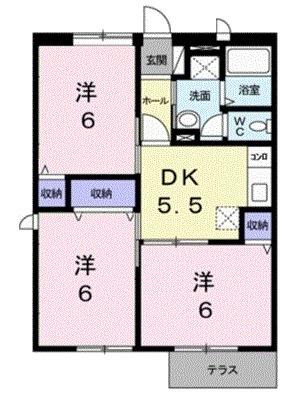 サンフィールドK(3DK/1階)の間取り写真