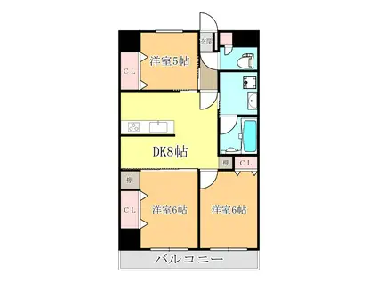 西沢ビル NO.1(3LDK/2階)の間取り写真