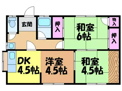 予讃線 市坪駅 徒歩15分 1階建 築43年(3DK)の間取り写真