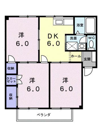 シティハイツ沖(3DK/1階)の間取り写真