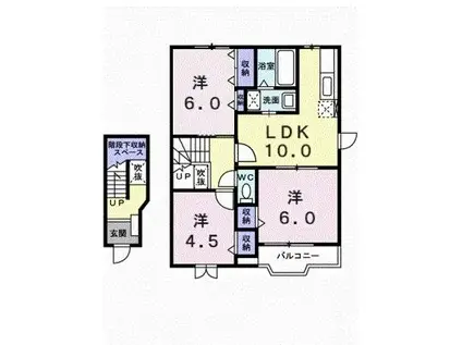 ハーモニー高岡 1(3LDK/2階)の間取り写真