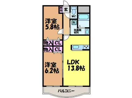 ブライムボォウレジデンス(2LDK/3階)の間取り写真