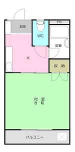 福岡マンション(1K/2階)の間取り写真