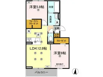 クランツ北井門A(2LDK/1階)の間取り写真