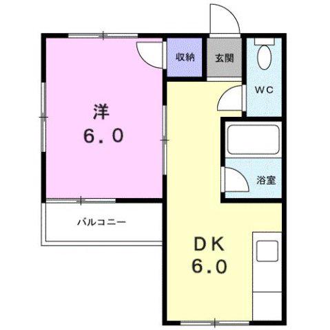 オックスフォードサーカスⅢ(1DK/2階)の間取り写真