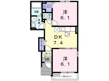 プリマステラⅡ(2DK/1階)の間取り写真