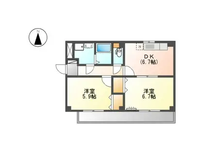 サン・コートM(2DK/2階)の間取り写真