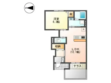 エスペランサ針田(1LDK/1階)の間取り写真