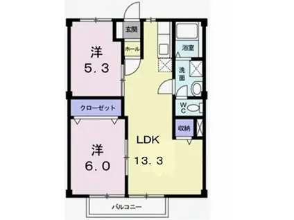 ドミールマイン(2LDK/2階)の間取り写真