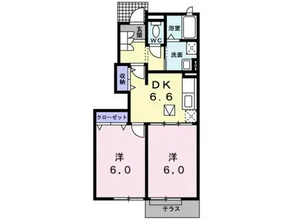 アルモニー・K(2DK/1階)の間取り写真