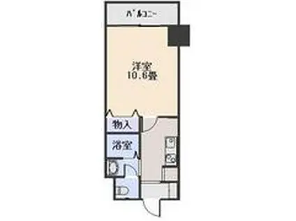 伊予鉄道環状線 平和通１丁目駅 徒歩2分 12階建 築28年(1K/12階)の間取り写真