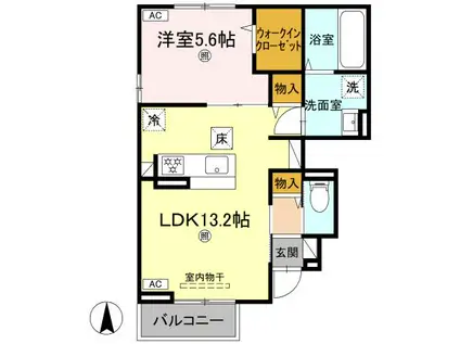 エクシア(1LDK/1階)の間取り写真