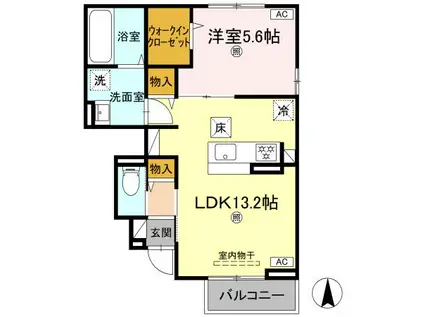 エクシア(1LDK/1階)の間取り写真