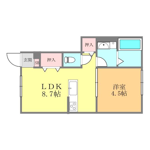 VILLA NATUR(1LDK/1階)の間取り写真