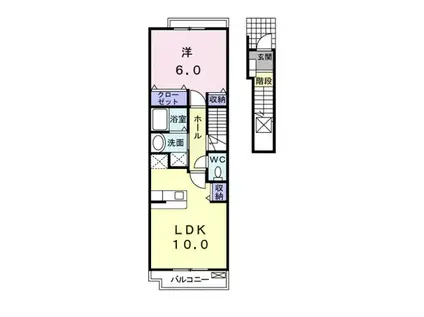 グラン・シャリオA(1LDK/2階)の間取り写真