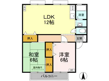 サンビレッジ立花ABC棟(2LDK/1階)の間取り写真