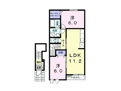 ジェルメ・K Ⅱ(2LDK/2階)の間取り写真