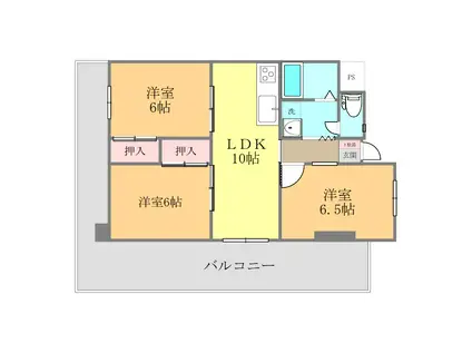 第2日興マンション(3DK/4階)の間取り写真