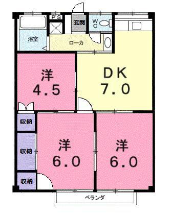 コーポ丹下(3DK/1階)の間取り写真