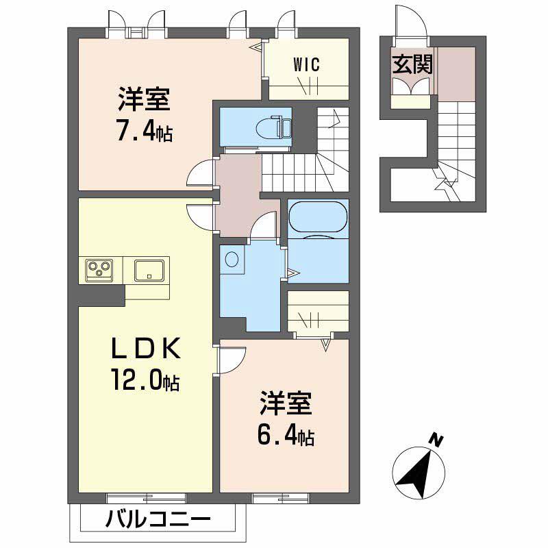 アルコバレーノ(2LDK/2階)の間取り写真