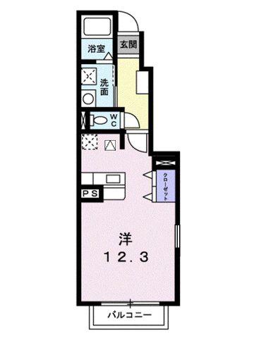 伊予鉄道横河原線 いよ立花駅 徒歩22分 2階建 築22年(ワンルーム/1階)の間取り写真