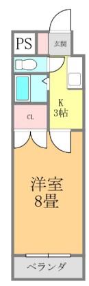 サンピア桑原(1K/3階)の間取り写真